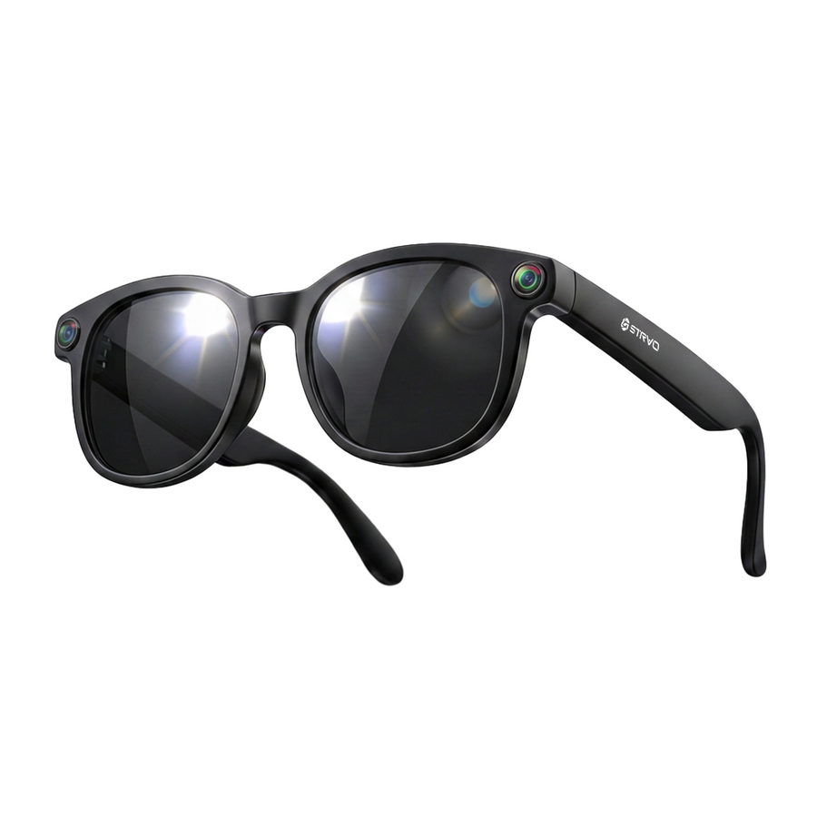 STRVO G-02 Ray-Ban Style Smart Sunglasses with 8MP Camera, 1.2K Video, Bluetooth Audio, AI Assistant & Touch Controls - Sunshade Lenses