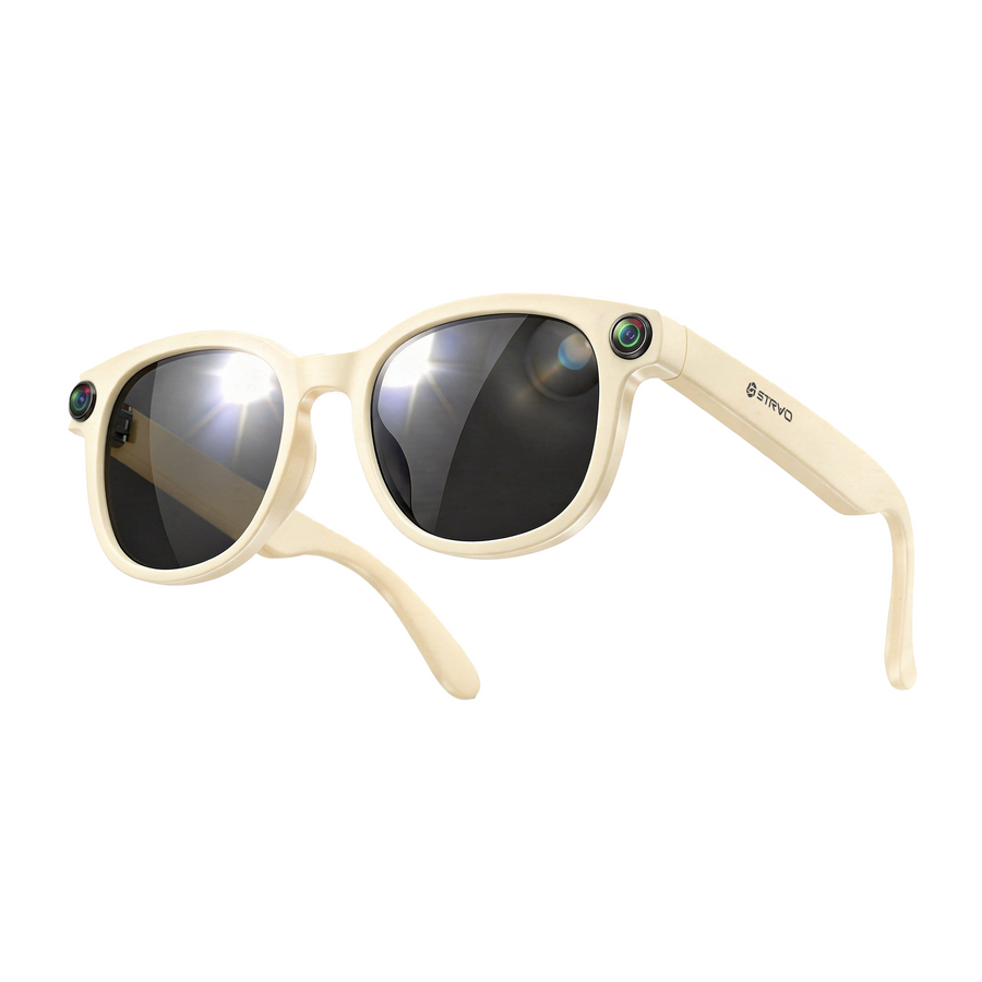 STRVO G-02 Ray-Ban Style Smart Sunglasses with 8MP Camera, 1.2K Video, Bluetooth Audio, AI Assistant & Touch Controls - Sunshade Lenses
