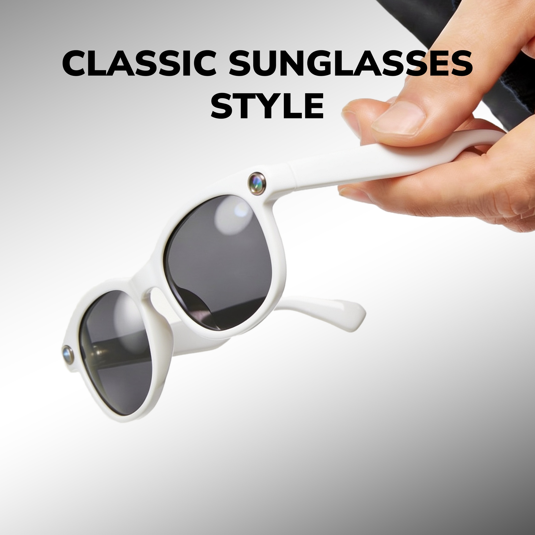 STRVO G-02 Ray-Ban Style Smart Sunglasses with 8MP Camera, 1.2K Video, Bluetooth Audio, AI Assistant & Touch Controls - Sunshade Lenses