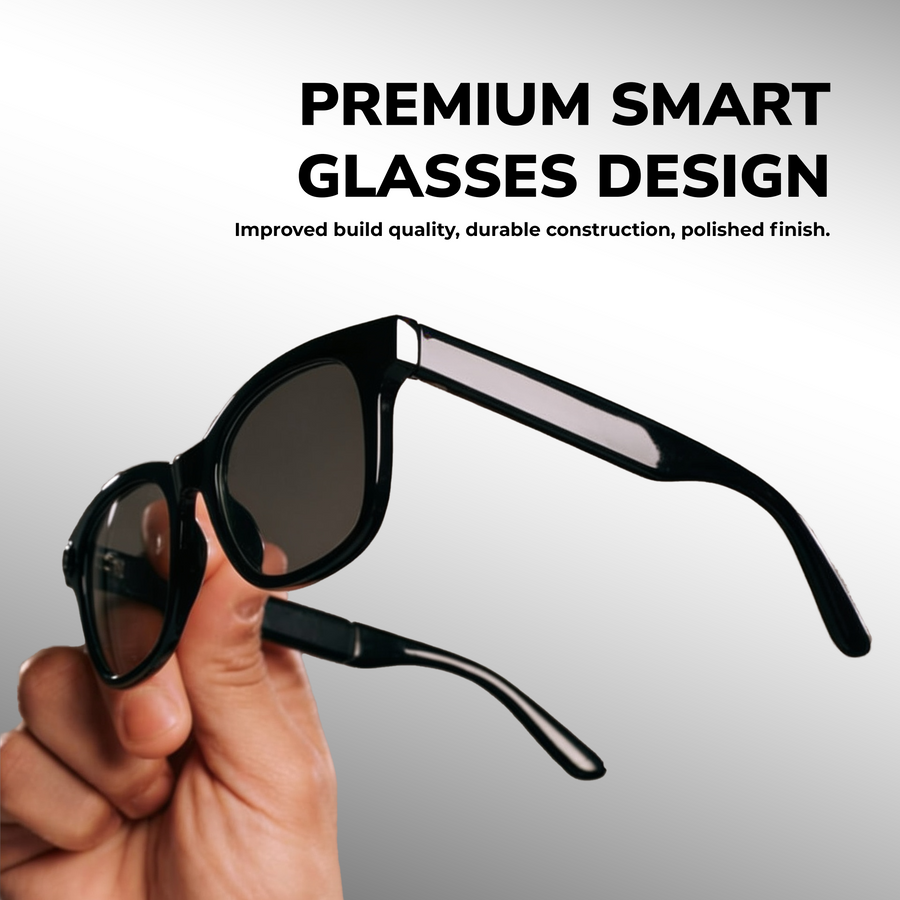 STRVO G-06 2K Ultra HD Camera Smart Glasses with Bluetooth Audio, Photochromic Lenses, AI Assistant, Video Recording & App Control - Black